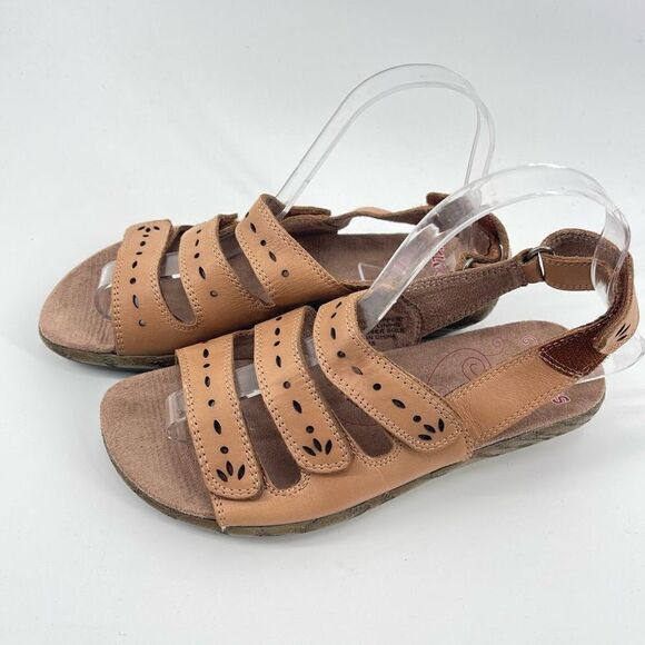 Klogs Womens Strappy Sandals Leather Low Heels Wedge Brown Size 7M - Picture 2 of 13
